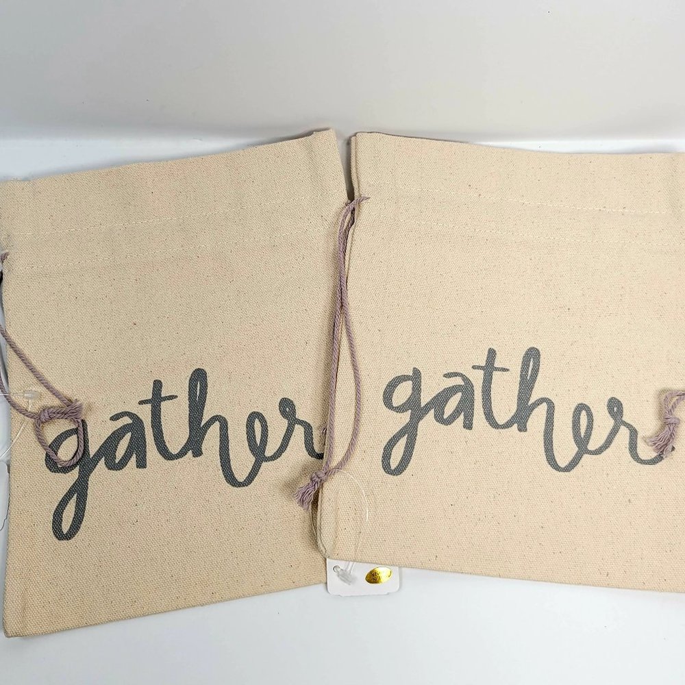 Bath & Body Works Canvas Gift Pouch Bag "Gather" 2 Set.
